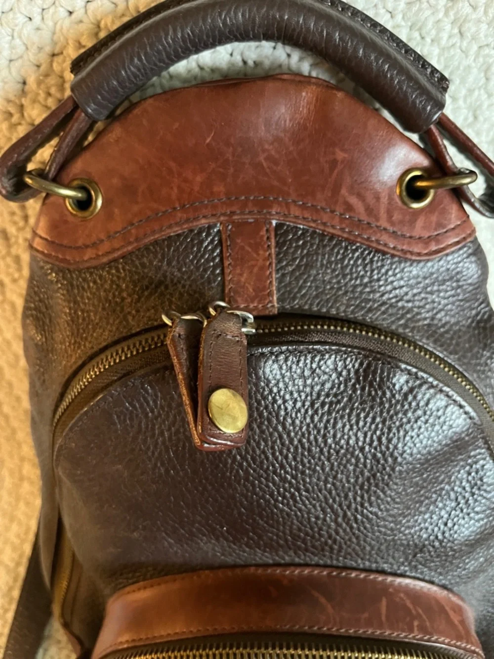 M. Landon leather backpack sling day pack - Picture 3 of 7